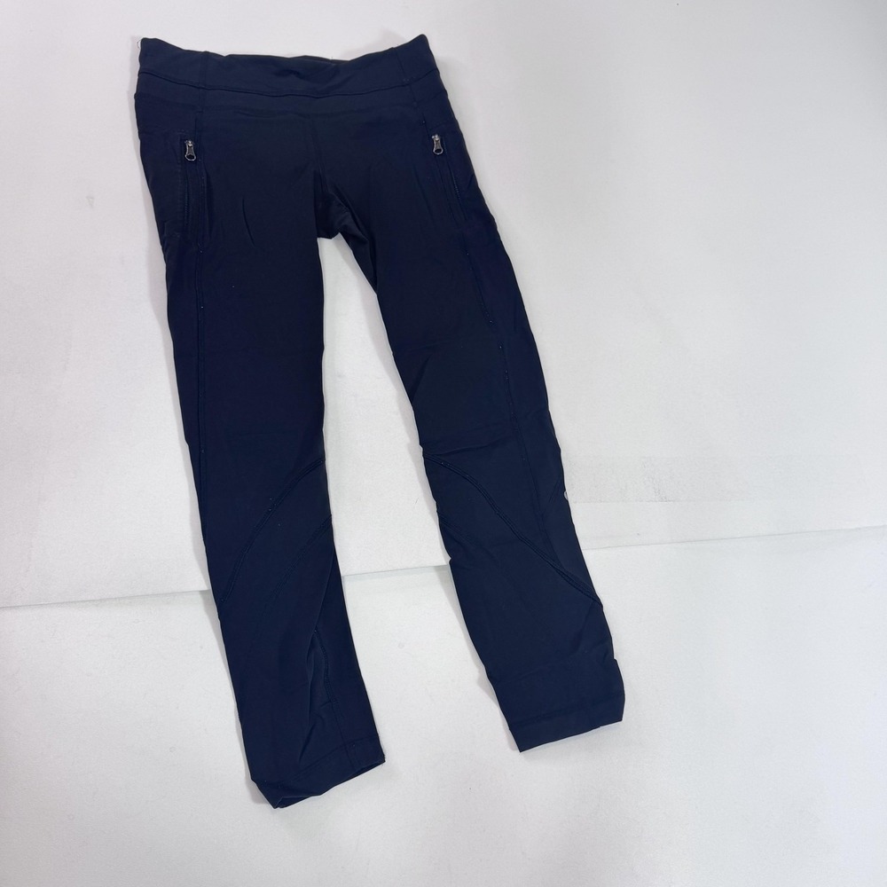 Lululemon Leggings Womens 6 Black Crop‎ Zip Pocket Running Yoga Athletic Pants